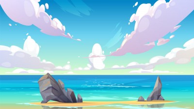 ساحل-دریا-صخره-آسمان-هنری و نقاشی-اقیانوس و دریا